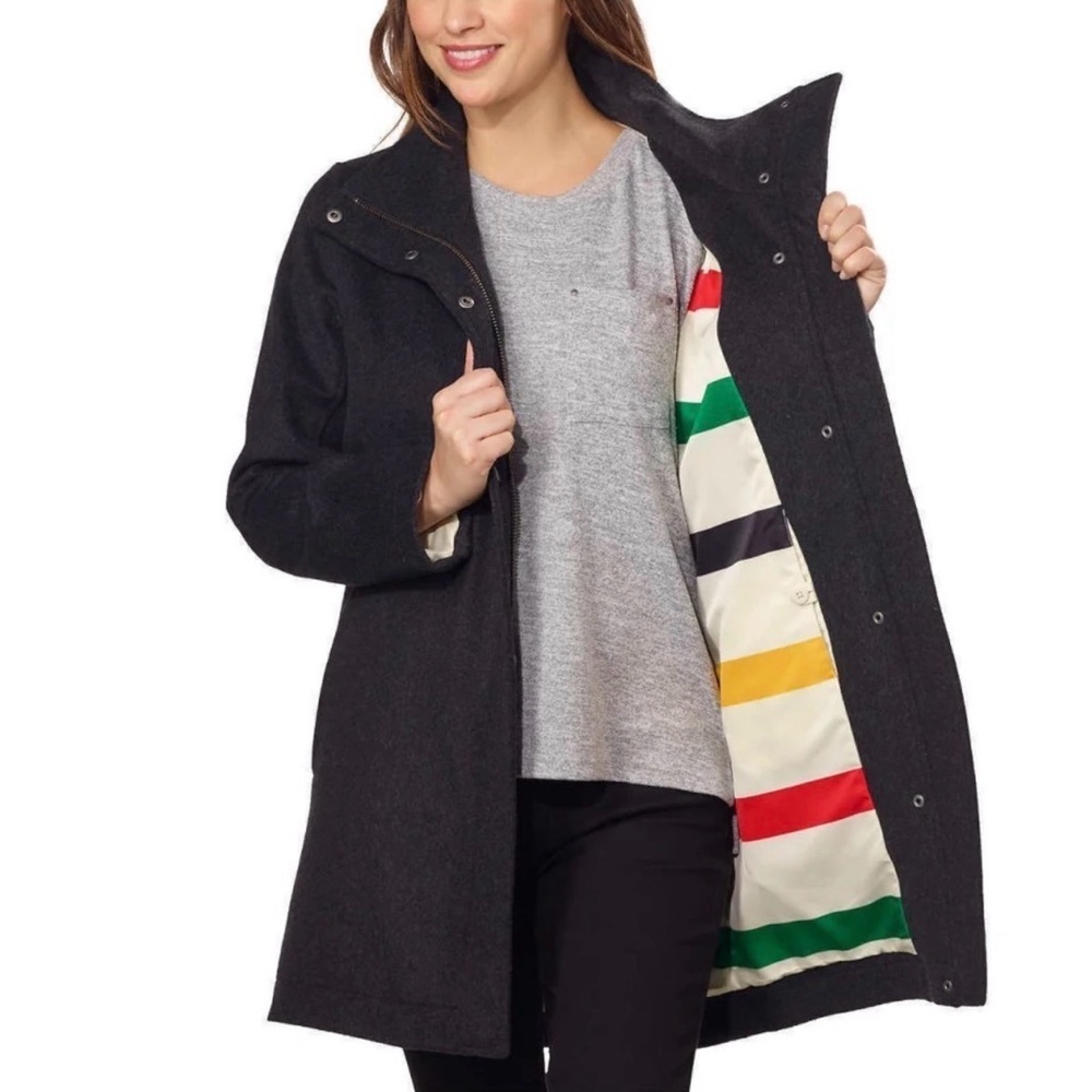 NWOT Pendleton Water Resistant Cascade Wool Campbell Jacket Glacier Stripe Sz XL